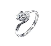 Ayoiow Antique Rings Vintage Wedding with Round Diamond 0.5ct, Antique Ring White Gold for Her Size J 1/2