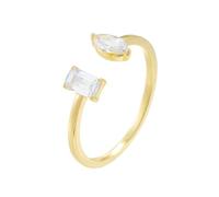 Ayoiow Antique Wedding Bands for Women Vintage, Moissanite Toi Et Moi Ring Open Adjustable 20th Anniversary Rings for Women, 9K Yellow Gold | Size 5 J 1/2