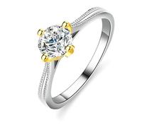 Ayoiow Band Rings White Gold for Womens, 1ct Created Diamond Color Clash Two-Color 20 Year Anniversary Rings for Women, 9K White Gold | Size O 1/2