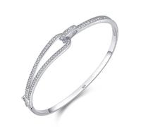 Ayoiow Bangle Bracelet Sterling Silver for Women 925 Cubic Zirconia, Silver Infinite Best Friend Bracelet for Girlfriend Wife Her, Suitable for Birthday