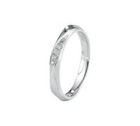 Ayoiow Beautiful Engagement Rings 9K White Gold with 0.04ct Diamond, 40 Year Anniversary Rings for Girlfriend Size J 1/2
