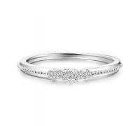 Ayoiow Beautiful Rings 9K White Gold with 0.1ct Diamond, Crown 40Th Birthday Ring for Girlfriend Size M 1/2