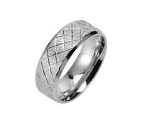 Ayoiow Beautiful Rings for Wedding Silver, Mens Stainless Steel Rings Grid Sand Sparkle Wide| 8 mm Size L 1/2