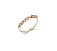 Ayoiow Beautiful Wedding Rings 9K Rose Gold Simple Half Row Design with Round Diamond 0.17ct, 30Th Anniversary Rings for Women Size K 1/2