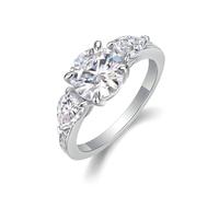 Ayoiow Beautiful Wedding Rings for Womens, 2ct Moissanite Thick Valentines Day Promise Rings for Her, 18K White Gold | Size 6.5 M 1/2