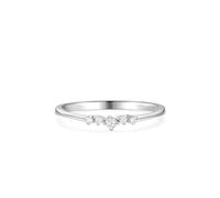Ayoiow Beautiful Wedding Rings for Womens, Created Diamond Thin Stacking Valentines Day Promise Rings for Her, 9K White Gold | Size U 1/2