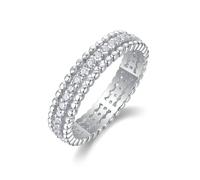 Ayoiow Beautiful Wedding Rings for Womens, Moissanite Thick Full Eternity Band Valentines Day Promise Rings for Her, 18K White Gold | Size 10 T 1/2