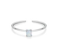 Ayoiow Beautiful Wedding Rings for Womens, Opal Solitaire Open Valentines Day Promise Rings for Her, Platinum | Size L 1/2