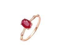 Ayoiow Beautiful Women Rings Thin Band with 0.9ct Oval Shape Ruby, 9 Karat Gold Engagement Rings for Her Size Q 1/2