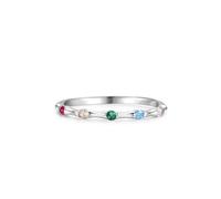 Ayoiow Beautiful Women Wedding Rings, Topaz and Created Emerald Thin Stacking Simple 14K Solid Gold Rings for Women, 14K White Gold | Size J 1/2