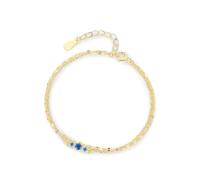 Ayoiow Best Friend Friendship Bracelets for Womens, 0.1ct Lab Sapphire Double Layer Bangle Bracelets 9 Karat for Her, 9K Yellow Gold | Size 17+5CM