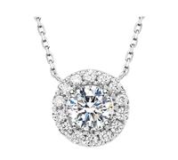 Ayoiow Best Friend Necklace for Adults 14K White Gold Elegant with Round 0.5ct Created Diamond, Star Necklace for Women 0.5ct