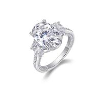 Ayoiow Big Stone forever Ring with Moissanite, 14K Gold Ring Real Women for Her, 14K White Gold | Size K 1/2