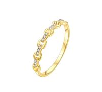 Ayoiow Birthstone Rings Mothers Hollow Chain with 0.05ct Diamond, 18K Gold Ring Wedding Band for Her Size R 1/2