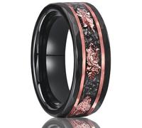 Ayoiow Black Rings for Men Tungsten, His and Him Promise Rings Tungsten Forged Pattern Steel Black Rose Gold Size Z