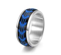Ayoiow Black Wedding Rings for Men, Men's Engagement Ring Glow in the Dark Spinner| 9 mm Stainless Steel Size N 1/2