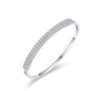 Ayoiow Bracelet for Women, Created Diamond Geometric Gold Bangles Bracelets for Her, 9K White Gold | Size 19+3CM