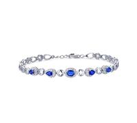 Ayoiow Bracelets for Women 1.2ct Created Sapphire and Lab Grown Diamond, PT950 Platinum with Sapphire Ruby Tsavorite Gold Chain Bracelet for Her