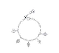 Ayoiow Chain Best Friend Rings Adult for Womens with Lab Diamond, Dangle 14 Karat Pt950 Wedding Band for Her, Platinum | Size J 1/2