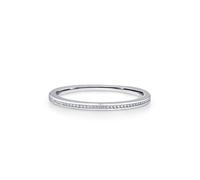 Ayoiow Channel Setting 40th Anniversary Rings for Womens, No gemstone Plain Band 18K White Gold Wedding Band Ring for Her, 18K White Gold | Size L 1/2