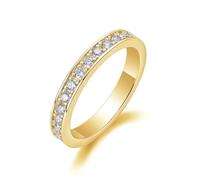 Ayoiow Channel Setting Beautiful Engagement Rings with 0.49ct Moissanite, Vintage Engagement Rings for Women Yellow, 14K Yellow Gold | Size 8.5 Q 1/2