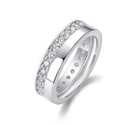 Ayoiow Channel Setting Moissanite Rings Pt950 for Womens with Moissanite, Band Wedding Rings for Her, Platinum | Size U 1/2