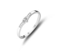 Ayoiow Channel Setting Promise Ring for Your Girlfriend with Diamond, Stacking 9K White Gold Engagement Rings for Her, 9K White Gold | Size H 1/2