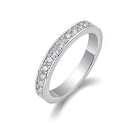 Ayoiow Channel Setting Vintage Wedding Bands for Women with 0.49ct Moissanite, 14K White Gold Ring Wedding Band for Her, 14K White Gold | Size 8.5 Q 1/2