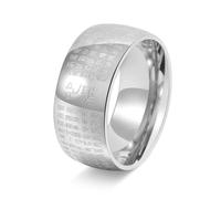 Ayoiow Chunky Rings for Men Silver, Man Ring Wedding Band Chinese Classic Text Engraved Polished Dome Wide| 10 mm Stainless Steel Size N 1/2