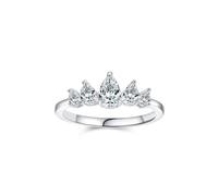 Ayoiow Crown 40th Anniversary Ring for Womens with 0.5ct Moissanite, 9K Solid White Gold Promise Rings for Her, 9K White Gold | Size Q 1/2
