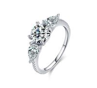 Ayoiow Cubic Zirconia 925 Sterling Silver Antique Silver Wedding Band for Women, Elegant Leaf Stackable Engagement & Wedding Rings for Her Size J 1/2