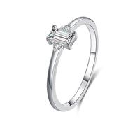 Ayoiow Cubic Zirconia 925 Sterling Silver Beautiful Rings for Her, Elegant Thin Stackable Silver Anniversary Rings Vintage for Women Size N 1/2