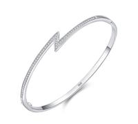 Ayoiow Cubic Zirconia Bangles for Women, Silver Lightning Women's Sterling Silver Bracelets for Girlfriend Wife Her, Suitable for Birthday
