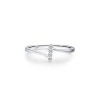 Ayoiow Cubic Zirconia Engagement Ring Silver for Women 925, Silver Vertical Zircon 50Th Anniversary Rings for Wife, Size P 1/2, Suitable for Anniversary