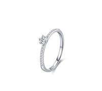 Ayoiow Cubic Zirconia Engagement Ring Size L 1/2 for Women Sterling Silver, Silver Simple Six Prong Solitaire Womens Engagement Rings 925 for Girlfriend Wife Her, Suitable for Anniversary