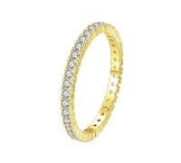 Ayoiow Cubic Zirconia Gold 925 Silver Women's Wedding Bands Black, Thin Stackable Engagement Rings Beautiful for Her Size P 1/2