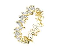 Ayoiow Cubic Zirconia Gold 925 Sterling Silver CZ Wedding Engagement Ring for Women, Irregular Stackable Beautiful Fashion Women Ring Size J 1/2