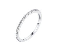 Ayoiow Cubic Zirconia Silver Best Friends Promise Rings for Women, Thin Stackable Silver Style Rings for Her Size Q 1/2