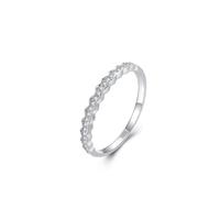 Ayoiow Cubic Zirconia Wedding Rings for Women 925 Sterling Silver, Silver Ripple with Zircon Women's Wedding Rings for Girlfriend Wife Her, Size R 1/2, Suitable for Birthday