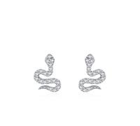 Ayoiow Cute Earrings Studs for Women with Cubic Zirconia, Silver Snake 925 Sterling Silver Earrings for Women, Suitable for Anniversary