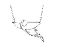 Ayoiow Daughter Necklaces From Mom Phoenix with Round 0.01ct Diamond, 18K White Gold Chain Necklace for Women