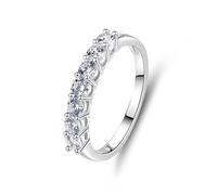 Ayoiow Delicate 14K White Gold Anniversary Rings for Womens with 0.7ct Moissanite, 40th Birthday Ring for Her, 14K White Gold | Size P 1/2