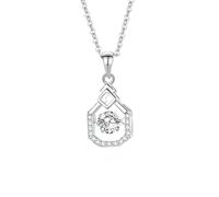 Ayoiow Delicate Necklaces for Women with Moissanite Floating Setting Rhombus, White Gold Necklaces for Women Elegant in White Gold
