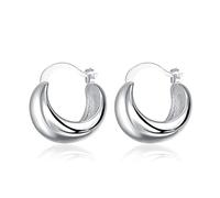 Ayoiow Earrings Gold 9K White Gold for Women, U Shape Silver No Gemstone Hoop Earrings for Her