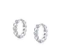 Ayoiow Earrings Hoops for Women 925 Sterling Silver with Cubic Zirconia, Silver Heart with Cubic Zirconia Pretty Earrings for Women, Suitable for Anniversary