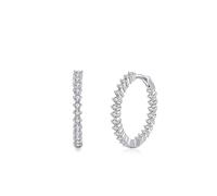 Ayoiow Earrings Small Hoops for Women 925 Sterling Silver with Cubic Zirconia, Silver Round with Cubic Zirconia Pretty Earrings for Women, Suitable for Anniversary