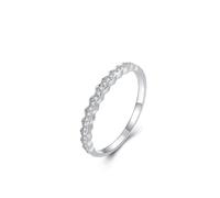 Ayoiow Elegant Wave Pt950 Rings for Women with Lab Diamond, Channel Setting Friend Rings Platinum for Her, Size S 1/2