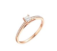 Ayoiow Engagement and Wedding Band 9K Rose Gold 0.2ct Princess cut Diamond, 50th Anniversary Ring for Girlfriend Size P 1/2