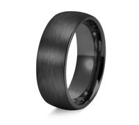 Ayoiow Engagement Bands for Couples Black-8MM, Beautiful Rings Brushed Curved| Stainless Steel Size T 1/2