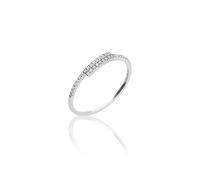 Ayoiow Engagement Ring and Wedding Band 9K White Gold Simple Row Round Diamond 0.09ct, Forever Rings for Women Size I 1/2